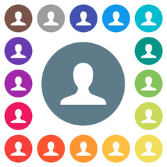 Poster - Blank user avatar flat white icons on round color backgrounds