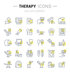 Poster - Set Vector Line Icons of Therapy.