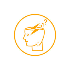 Poster - idea, bulb, light, energy bulb, head, thinking, creative business idea orange color icon