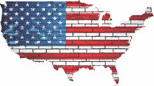 Map Of The USA With Shiny Flag Inside - Illustration