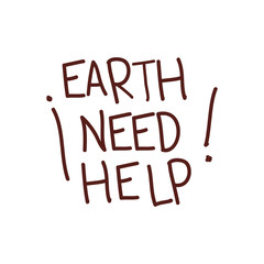 Sticker - earth need help label icon