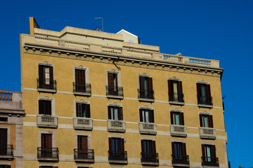 Wall Mural - Old building facade ands balconies. Barcelona, Spain