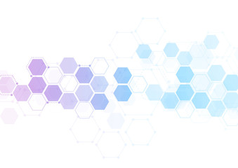 abstract hexagonal molecular structures in technology background and science style. medical design. 