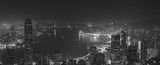 Fototapeta Nowy Jork - Hong Kong city view from The Peak. Black and white color