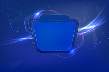 Wall Mural - blue background with shiny lights and empty frame