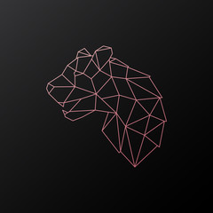 Sticker - Abstract geometric pink panther. Head of wild animal. Side view. Vector illustration.