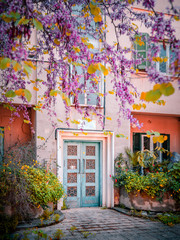 Wall Mural - Beautiful old colonial architecture with colorful doors and windows in the old town of Nicosia, Cyprus