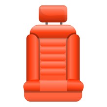 Red Car Seat Icon. Cartoon Of Red Car Seat Vector Icon For Web Design Isolated On White Background