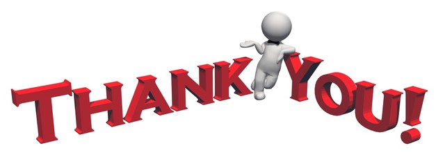 Thank You - 3D text in red and 3D people - isolated on white background