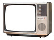 © saravuth - old retro color bronze  home TV receiver isolated on white background,side view old television