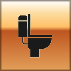 Black Toilet bowl icon isolated on gold background. Vector Illustration