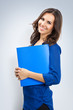 © vgstudio - Cheerful young business woman with blue folder