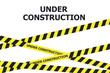 Under construction website page. Under construction warning banner