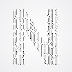 Alphabet N shape digital line design