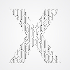 Alphabet X shape digital line design