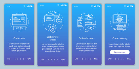 Cruise onboarding mobile app page screen vector template