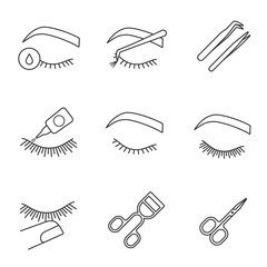 Canvas Print - Eyelash extension linear icons set