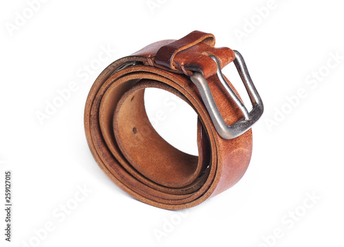 Fotomural Stylish leather belt isolated on white background