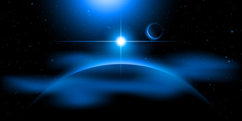 Wall Mural - star and planets, minimal space background graphic vector illustration
