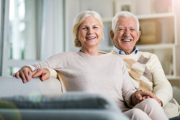 Wall Mural - Happy senior couple at home