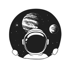 Wall Mural - an astronaut looks out of a hole in space