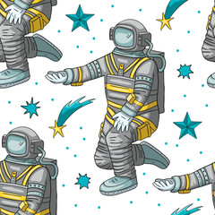 Wall Mural - astronaut vector seamless pattern.