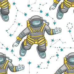 Wall Mural - astronaut vector seamless pattern.