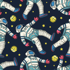 Wall Mural - astronaut vector seamless pattern.