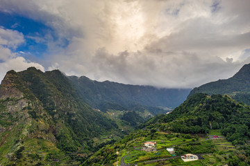 Fototapete - Beautiful mountain landscape of Madeira island, Portugal. Summer travel background. Aerial view.