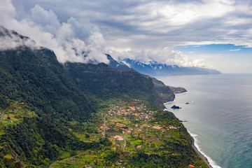Fototapete - Beautiful mountain landscape of Madeira island, Portugal. Aerial panorama view.