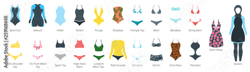 Fotografía Vector set of female swimsuit