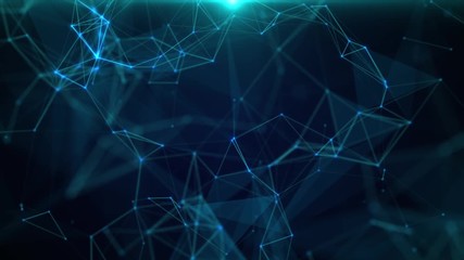 Wall Mural - 4k rendered abstract geometric background. triangles, dots and lines are connecting with shine