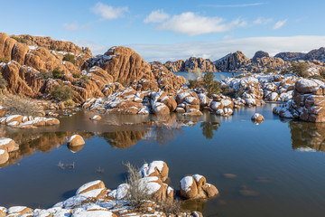 Sticker - Watson lake Prescott Arizona Winter Landscape