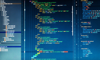 Wall Mural - Computer code on the screen (web developing)