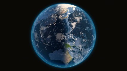 Wall Mural - Impressive 360-degree rotating planet Earth from the space day and night. Looped high-detailed footage in 4k on a solid black background. Some elements of this image furnished by NASA