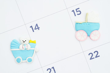 Wall Mural - Monthly calendar with baby strollers