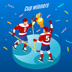 Sticker - Hockey Cup Isometric Background 