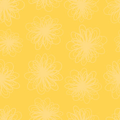 Canvas Print - Yellow flower texture seamless vector background. Repeating pattern of abstract flowers in yellow hues. Subtle foliage texture for summer fabric, page fill, web backgrounds, home decor, banner