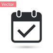 © vector_v - Grey Calendar with check mark icon isolated on white background. Vector Illustration