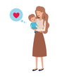 © Grgroup - woman with baby and speech bubble avatar character