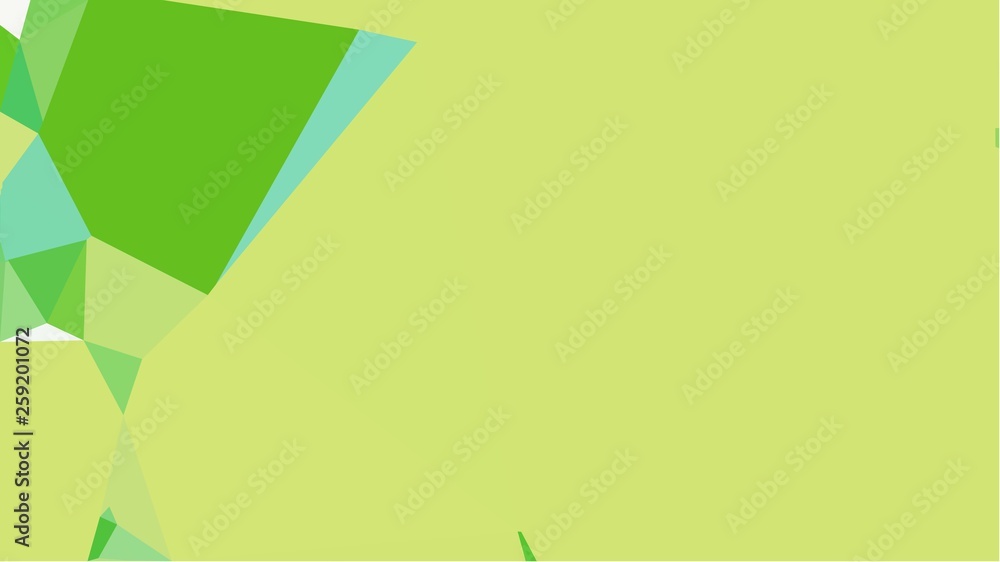green simple abstract colorful background with triangles with free text space, right side - obrazy, fototapety, plakaty 