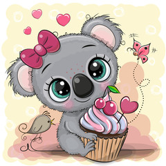  Greeting card Cartoon Koala with cake