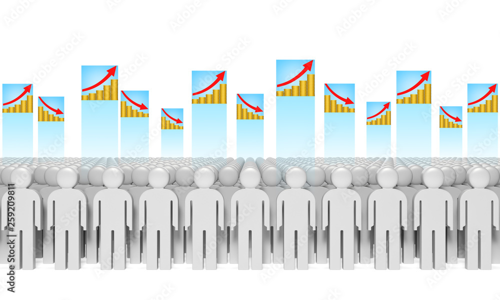 Diagram of revenue level or graph of income statistics of population ...