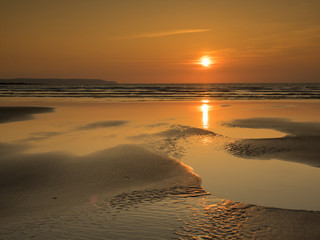  sunset at Westward Ho! on the Devon coast of England