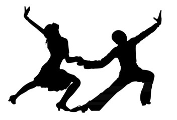 Canvas Print - a couple dancing silhouette vecor 