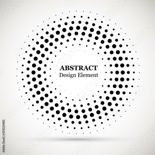 Rounded border icon. Isolated halftone circle dots vector texture.Halftone do...