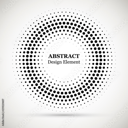 Rounded border icon. Isolated halftone circle dots vector texture.Halftone do...