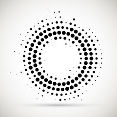 Wall Mural - Rounded border icon. Isolated halftone circle dots vector texture.Halftone dotted background circularly distributed. Circle dots isolated on the white background. Draft emblem for your design.