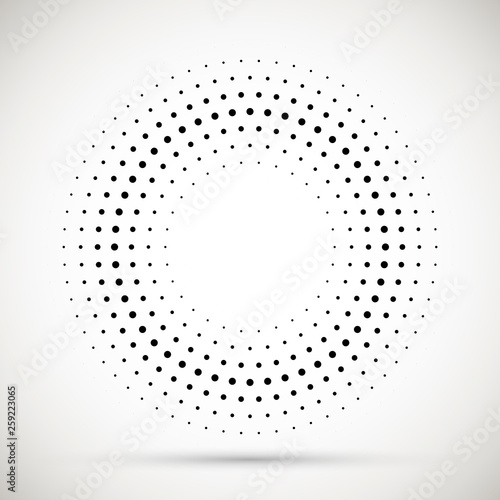 Black abstract vector circle frame halftone dots logo emblem design element. ...