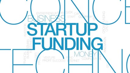 Wall Mural - Startup funding animated word cloud. Kinetic typography.